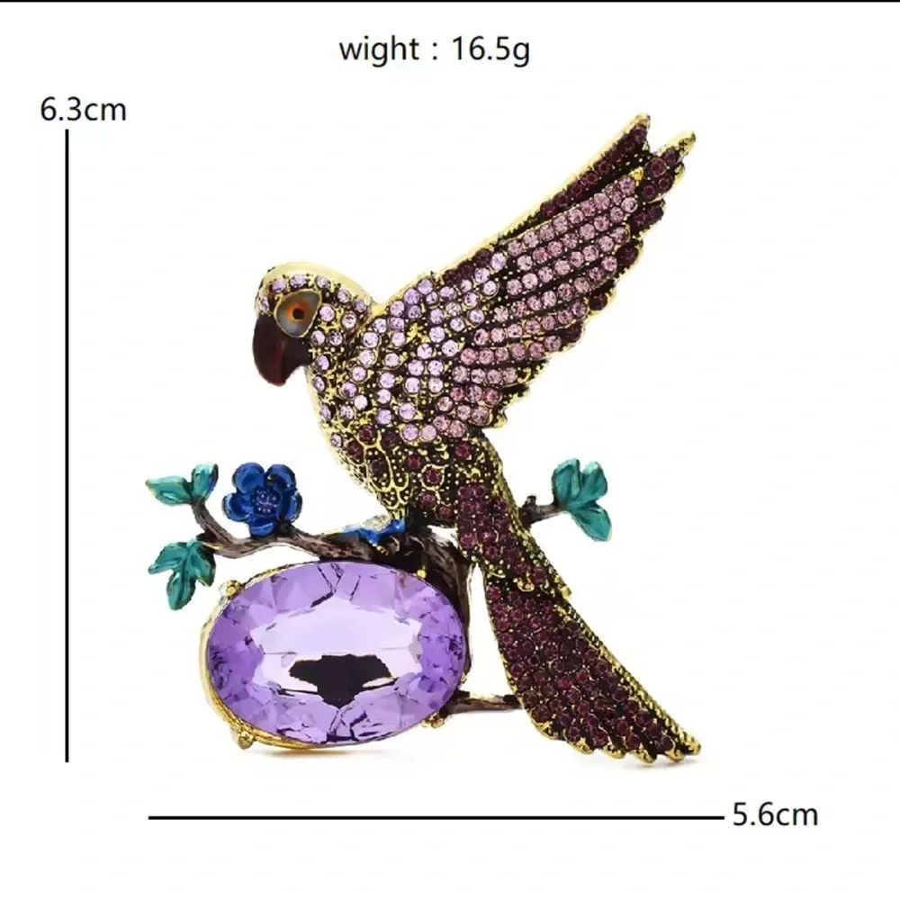 Blue Parrot Crystal Diamond Brooch